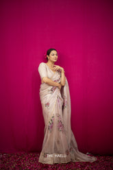 Tara Beige Organza Silk Saree